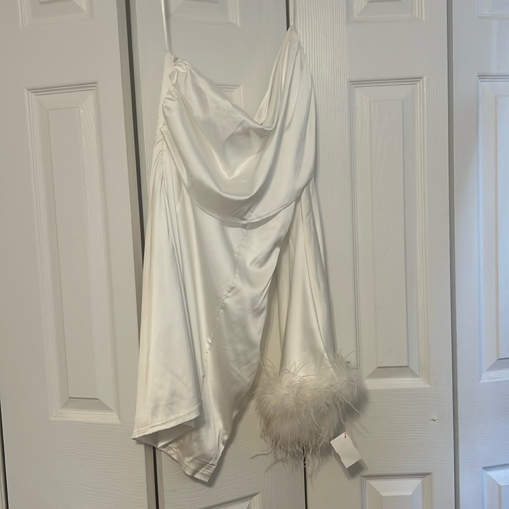 One shoulder silk dress